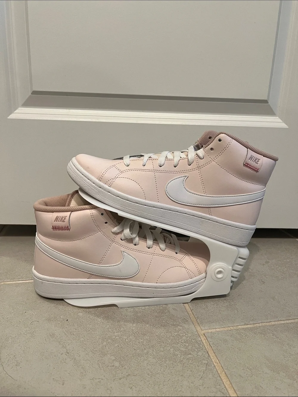 Nike Women's Mid-Top Sneakers in Blush Pink and White